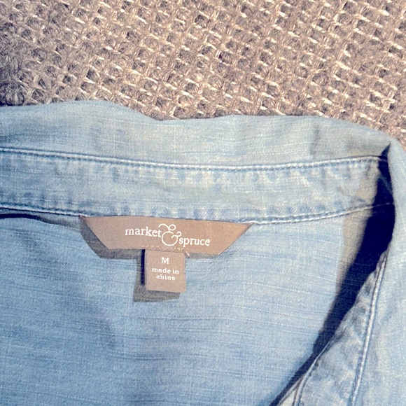 Market & Spruce Blue Chambray Shirt Dress - Picture 2 of 3